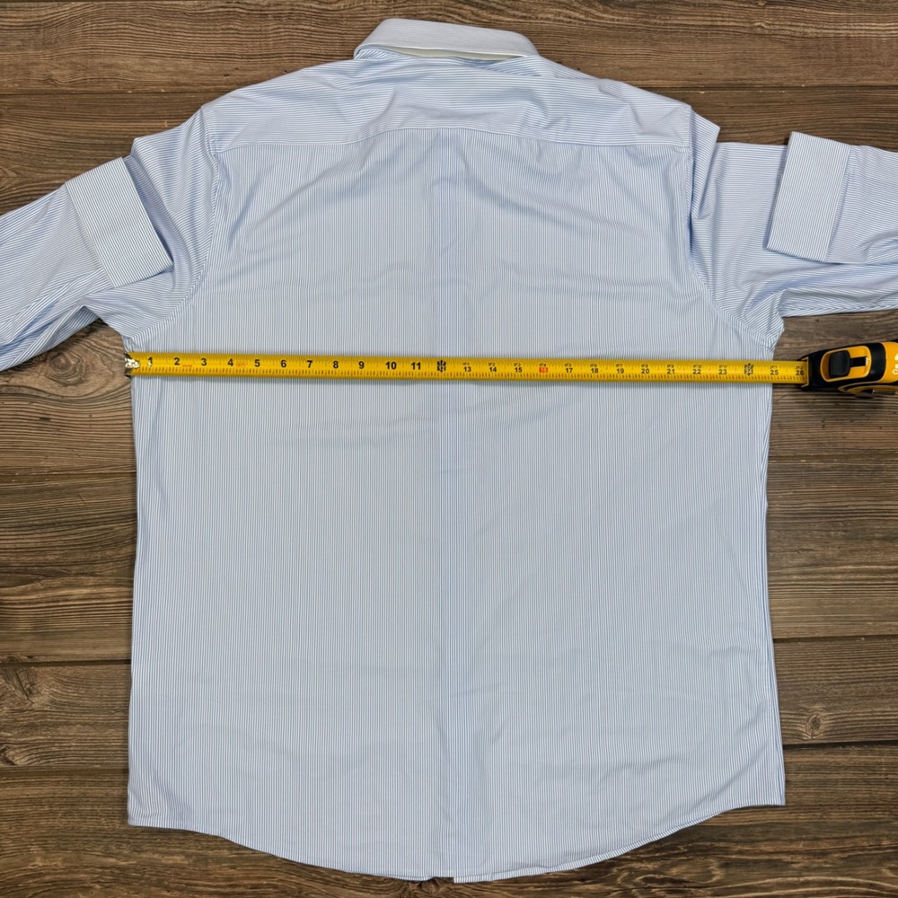 Collars & Co Mens Size XL Apex Performance Dress Shirt Blue Stripe Stretch New - Picture 5 of 8